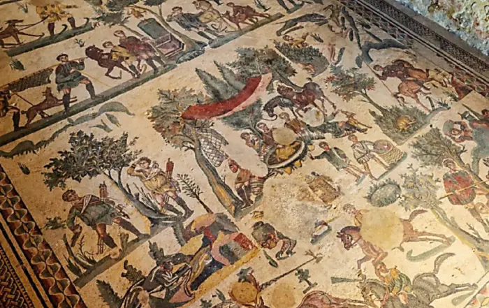 Mosaikdetail auf der Piazza Armerina Villa Romana